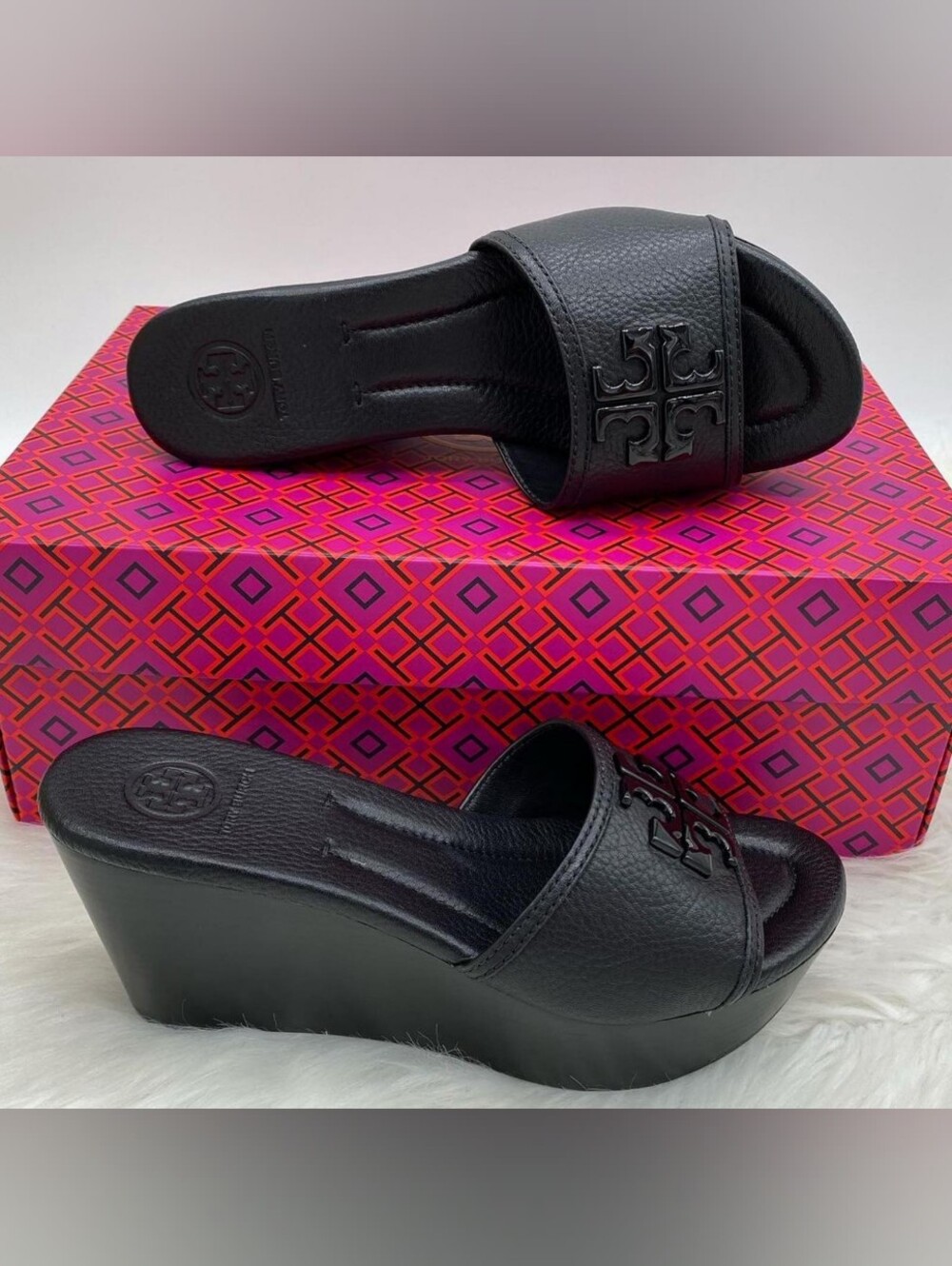 TORY BURCH LOWELL 2 80MM WEDGE SLIDE 50878 - PERFECT BLACK
